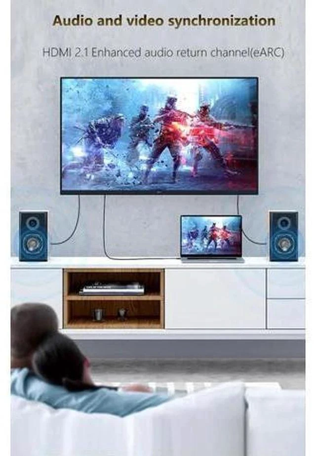 Alt view image 4 of 7 - 8K HDMI 2.1 Fiber Optic Cable 16ft, Ultra High Speed 48Gbps HDMI Cable, 4K 120Hz 144Hz 2K 240Hz Gaming HDMI Cable 2.1 Certified, eARC HDCP 2.2&2.3 HDR 10+ Dolby for PS5/Xbox Series X/Apple TV 8K