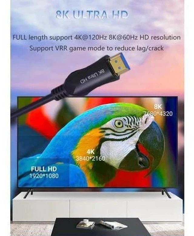 Alt view image 5 of 7 - 8K HDMI 2.1 Fiber Optic Cable 16ft, Ultra High Speed 48Gbps HDMI Cable, 4K 120Hz 144Hz 2K 240Hz Gaming HDMI Cable 2.1 Certified, eARC HDCP 2.2&2.3 HDR 10+ Dolby for PS5/Xbox Series X/Apple TV 8K