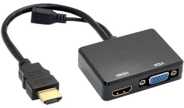 Alt view image 2 of 6 - Cablecc HDMI to VGA & HDMI Female Splitter with Audio Video Cable Converter Adapter For HDTV PC Monitor