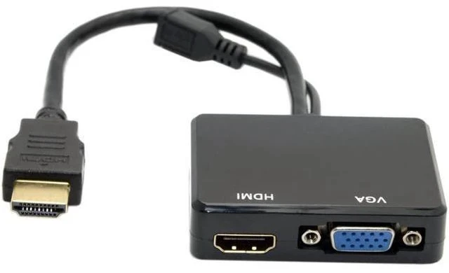 Alt view image 3 of 6 - Cablecc HDMI to VGA & HDMI Female Splitter with Audio Video Cable Converter Adapter For HDTV PC Monitor