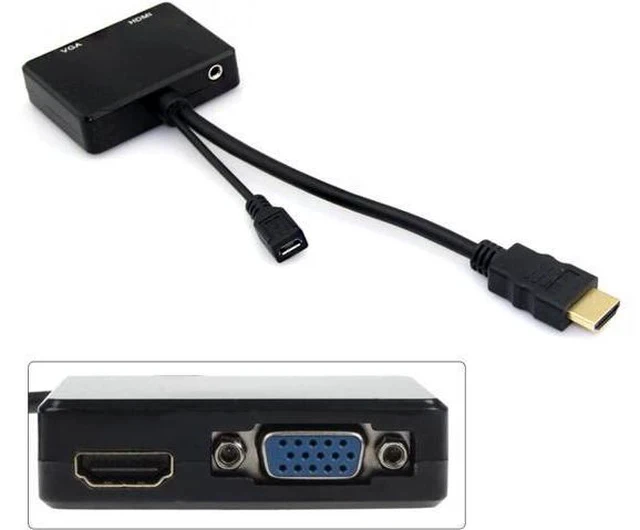 Alt view image 4 of 6 - Cablecc HDMI to VGA & HDMI Female Splitter with Audio Video Cable Converter Adapter For HDTV PC Monitor