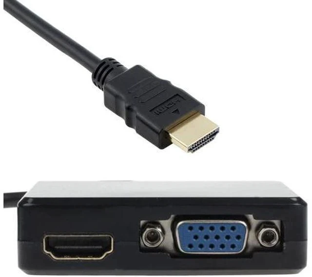 Alt view image 5 of 6 - Cablecc HDMI to VGA & HDMI Female Splitter with Audio Video Cable Converter Adapter For HDTV PC Monitor