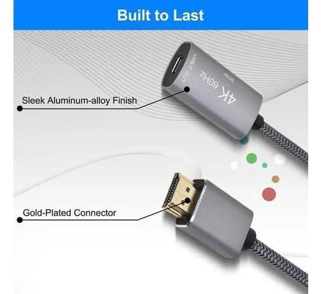 Alt view image 3 of 6 - HDMI Male to USB-C Female Cable Adapter with USB C Power Cable Uni-Directional HDMI (source) to Type C 3.1 (display) Converter 4K 60Hz Thunderbolt 3 Adapter for MacBook Pro Surface Xreal Air