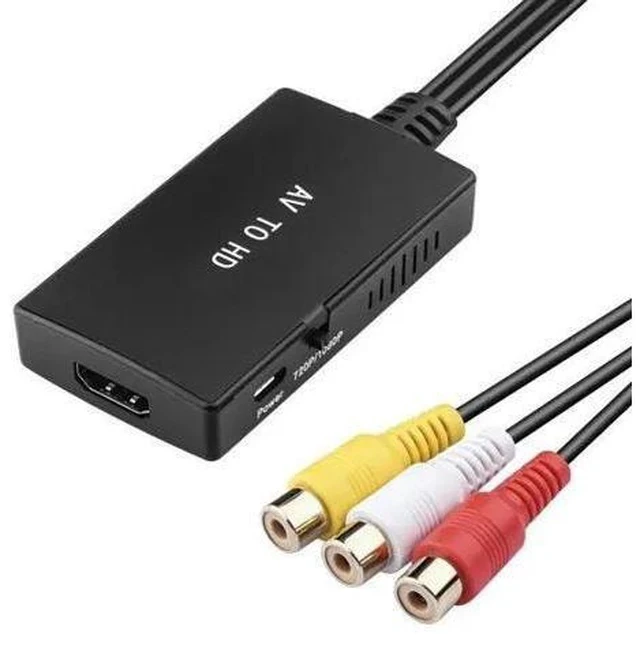 Alt view image 6 of 6 - 1080p RCA to HDM1 Converter Cable, 3RCA Composite AV to HDM1 Adapter with Gold-Plated Connector for Home Theater