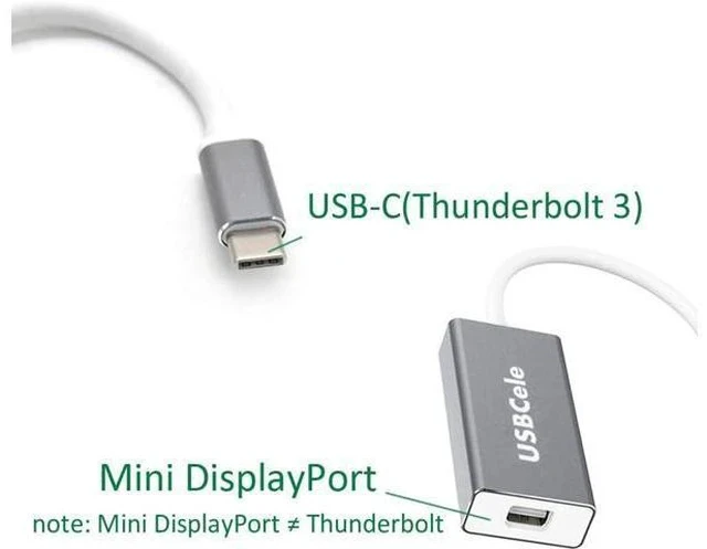 Alt view image 2 of 7 - USB-C (Thunderbolt 3) to Mini DisplayPort Adapter USB Type C to Mini Display Port 4K Cable Adapter for MacBook Pro iMac LED Cinema Display and More