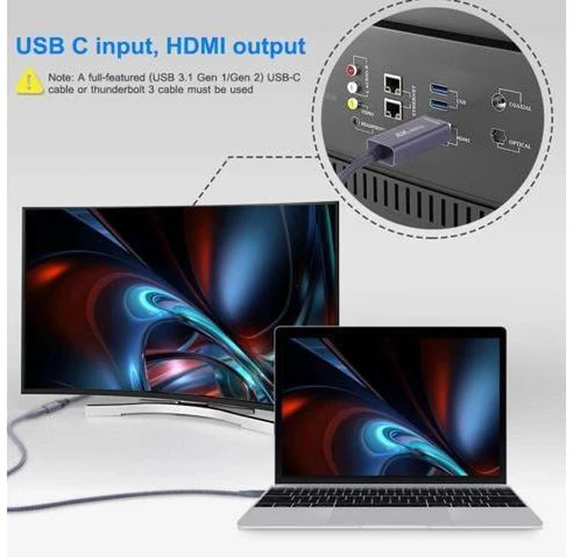 Alt view image 3 of 7 - USB-C Female to HDMI Male Cable Adapter,USB Type C 3.1 Input to HDMI Ouput Converter,4K 60Hz USBC Thunderbolt 3 Adapter for New MacBook Pro,Mac Air,Chromebook Pixel and More