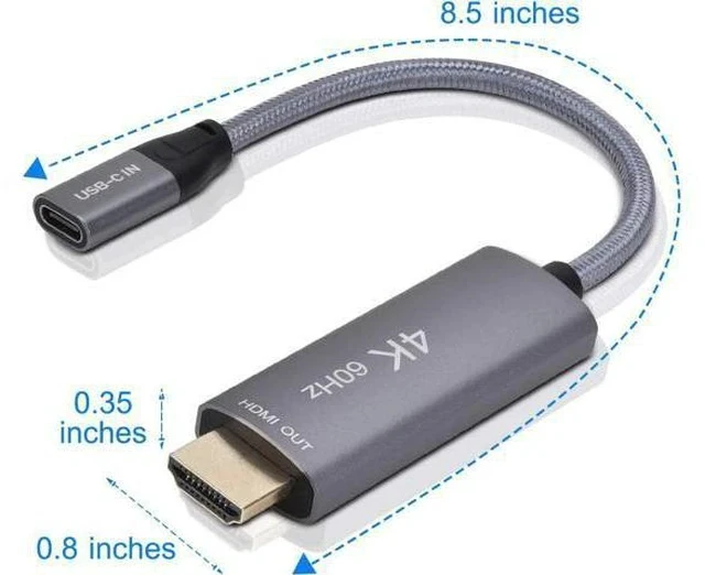 Alt view image 7 of 7 - USB-C Female to HDMI Male Cable Adapter,USB Type C 3.1 Input to HDMI Ouput Converter,4K 60Hz USBC Thunderbolt 3 Adapter for New MacBook Pro,Mac Air,Chromebook Pixel and More