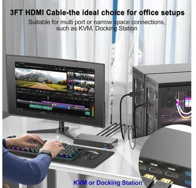 Alt view image 4 of 7 - HDMI Cable 6FT 5-Pack 4K HDMI to HDMI Cable 6FT Multi-pack Shielded HDMI 2.0 Cord 6 FT with 4K@60Hz 2K@165/144Hz HDCP 2.2 HDR ARC & CL3 Rated | for Laptop Monitor TV PS5 PS4 Xbox Soundbar
