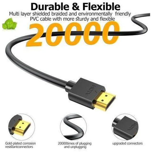 Alt view image 7 of 7 - HDMI Cable 6FT 5-Pack 4K HDMI to HDMI Cable 6FT Multi-pack Shielded HDMI 2.0 Cord 6 FT with 4K@60Hz 2K@165/144Hz HDCP 2.2 HDR ARC & CL3 Rated | for Laptop Monitor TV PS5 PS4 Xbox Soundbar