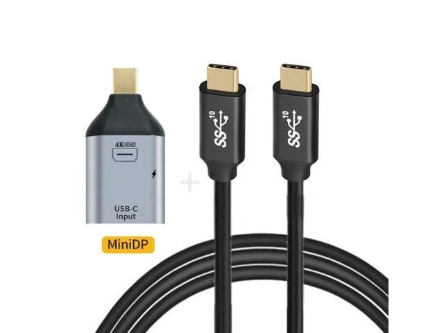 Alt view image 5 of 6 - 10Gbps Cable 100W & USB-C Type C Female Source to Mini Displayport DP Sink HDTV & PD Power Adapter 4K 60hz 1080p