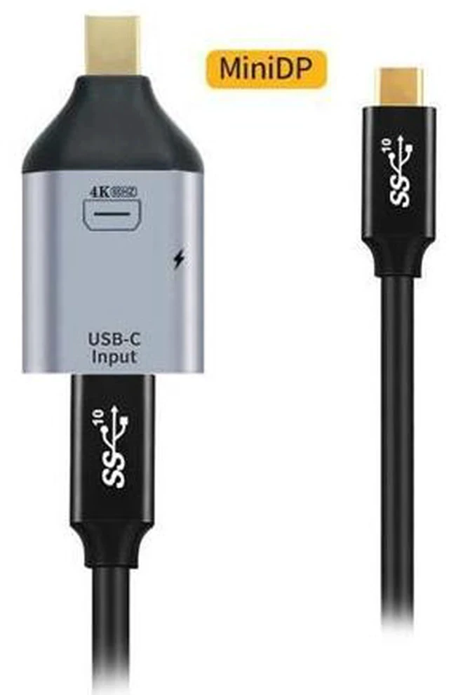 Alt view image 3 of 6 - 10Gbps Cable 100W & USB-C Type C Female Source to Mini Displayport DP Sink HDTV & PD Power Adapter 4K 60hz 1080p