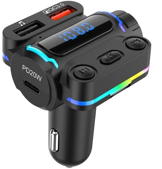 Alt view image 3 of 7 - P7 Car MP3 Bluetooth Player FM Transmitter with Handsfree Calling, U-Disk/TF Card Music Playback, PD20W + QC3.0 Fast Charging Dual Ports
