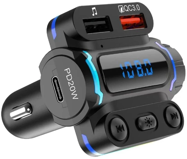 Alt view image 5 of 7 - P7 Car MP3 Bluetooth Player FM Transmitter with Handsfree Calling, U-Disk/TF Card Music Playback, PD20W + QC3.0 Fast Charging Dual Ports