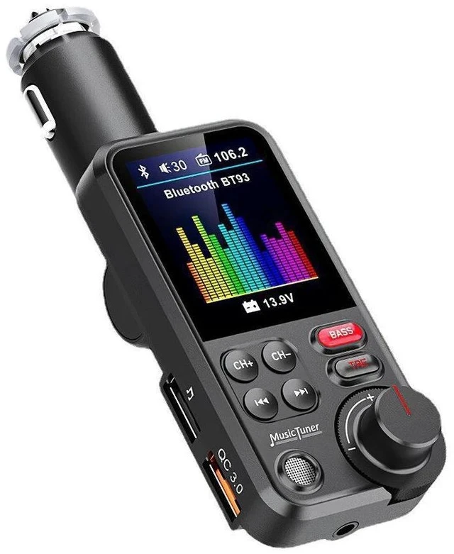 Alt view image 2 of 7 - BT93 Car Bluetooth MP3 Player QC3.0 Fast Charging, HiFi Lossless Music, Hands-Free FM Transmitter for Car/Truck