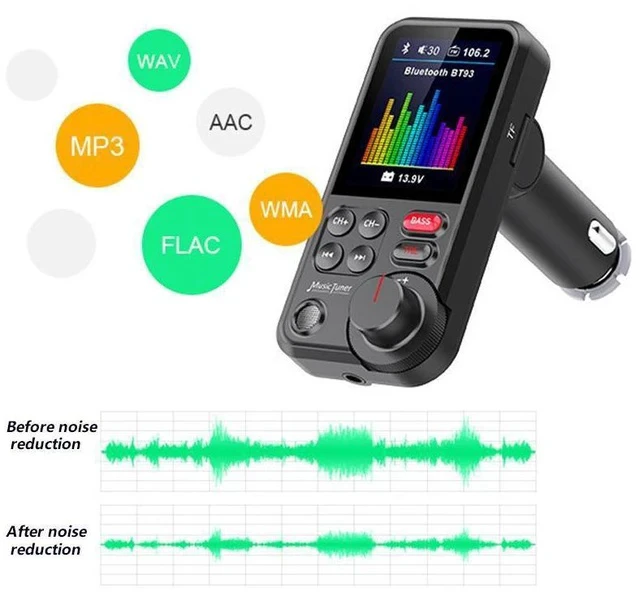 Alt view image 3 of 7 - BT93 Car Bluetooth MP3 Player QC3.0 Fast Charging, HiFi Lossless Music, Hands-Free FM Transmitter for Car/Truck