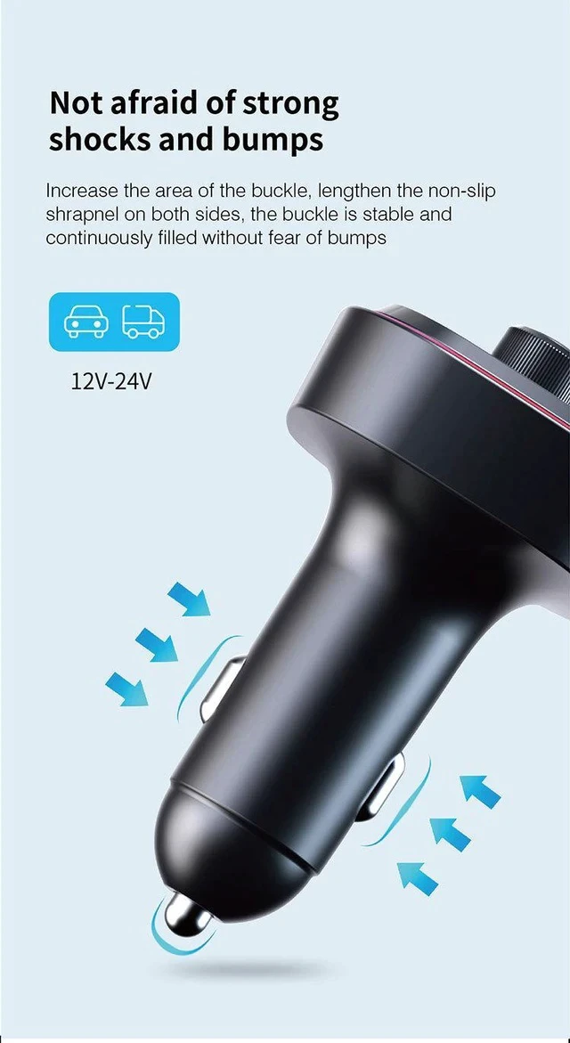 Alt view image 5 of 6 - C20 Car Bluetooth MP3 Player FM Transmitter, Hands-Free Calling, Quick Charge, USB/TF Card Playback
