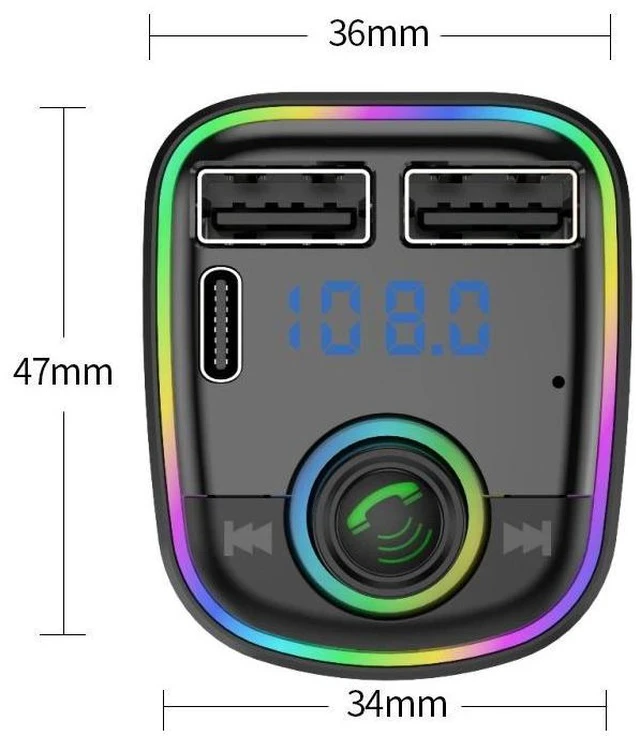 Alt view image 3 of 4 - C2 Car Bluetooth MP3 Player FM Transmitter, Hands-Free Calling, Dual USB Car Charger