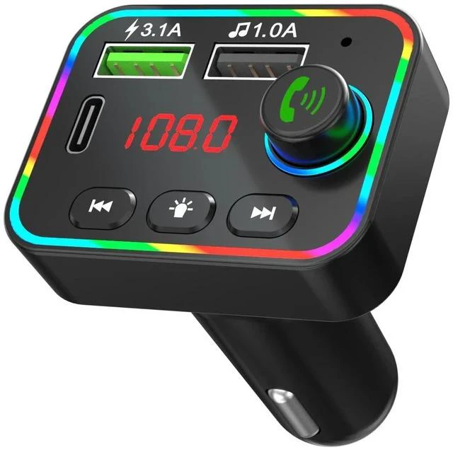 Main image of F4 Car Bluetooth MP3 Player QC 3.1 Fast Charging, PD Dual Port Charger, U-Disk Music Player, Hands-Free Calling, Rainbow Breathing Light