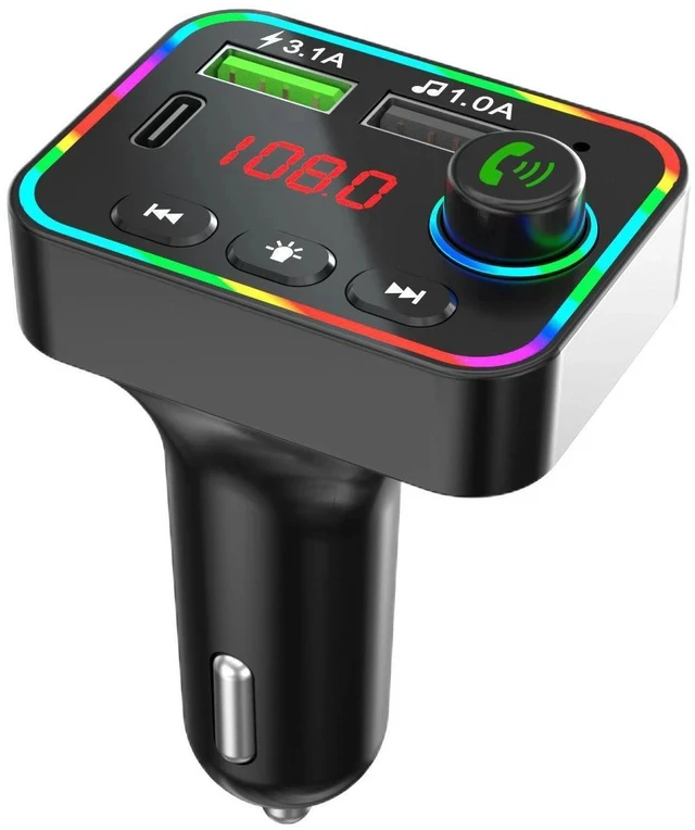 Alt view image 5 of 5 - F4 Car Bluetooth MP3 Player QC 3.1 Fast Charging, PD Dual Port Charger, U-Disk Music Player, Hands-Free Calling, Rainbow Breathing Light
