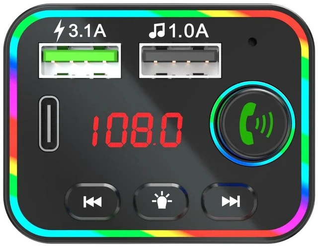 Alt view image 3 of 5 - F4 Car Bluetooth MP3 Player QC 3.1 Fast Charging, PD Dual Port Charger, U-Disk Music Player, Hands-Free Calling, Rainbow Breathing Light