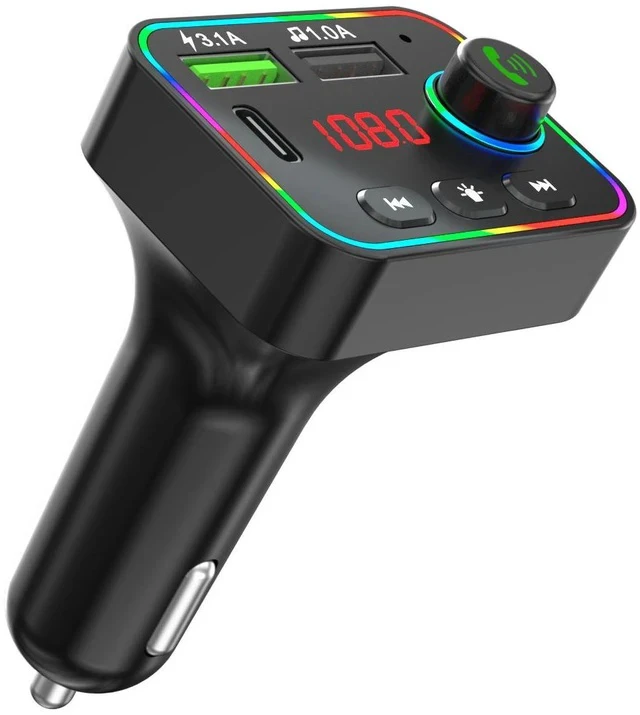 Alt view image 2 of 5 - F4 Car Bluetooth MP3 Player QC 3.1 Fast Charging, PD Dual Port Charger, U-Disk Music Player, Hands-Free Calling, Rainbow Breathing Light