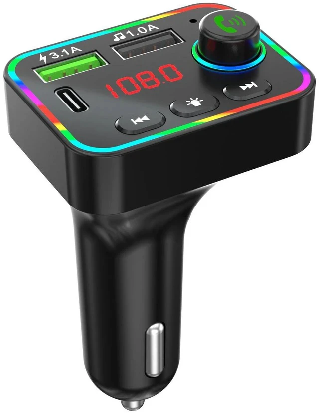 Alt view image 4 of 5 - F4 Car Bluetooth MP3 Player QC 3.1 Fast Charging, PD Dual Port Charger, U-Disk Music Player, Hands-Free Calling, Rainbow Breathing Light