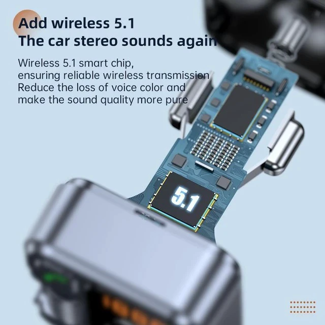 Alt view image 4 of 5 - Car MP3 Player with FM Transmitter PD30W Fast Charging + 2.4A Port, Bluetooth Hands-Free & AUX Playback Car Charger