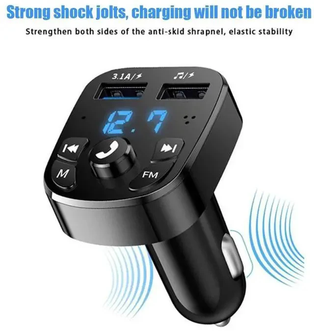 Alt view image 5 of 7 - Car Bluetooth MP3 Player FM Transmitter, Hands-Free Calling, Music Player with U-Disk / TF Card Support, Car Charger