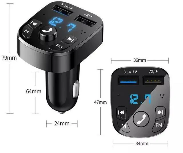 Alt view image 7 of 7 - Car Bluetooth MP3 Player FM Transmitter, Hands-Free Calling, Music Player with U-Disk / TF Card Support, Car Charger