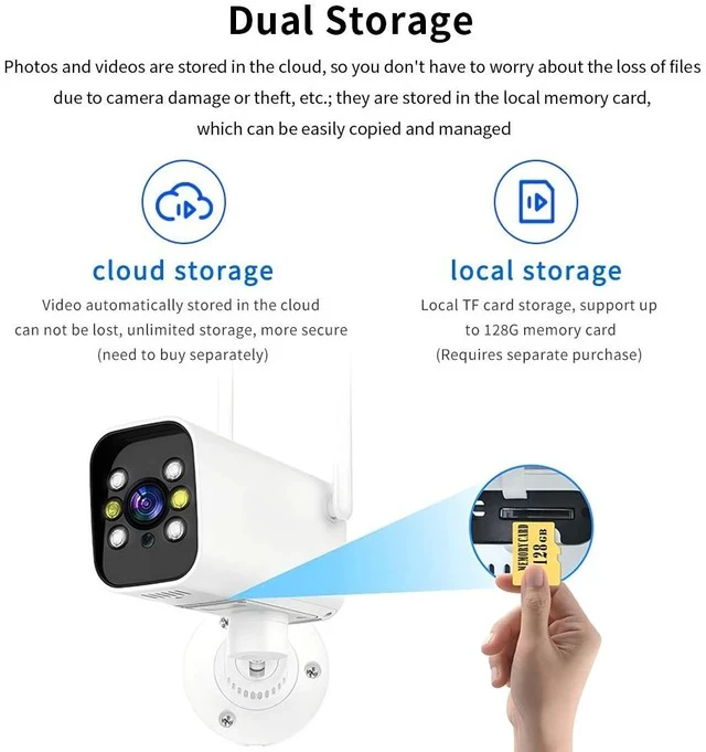 Alt view image 3 of 7 - K20 Full-Color Night Vision HD Security Camera Wireless WiFi Waterproof Bullet Camera, Indoor/Outdoor Remote Surveillance