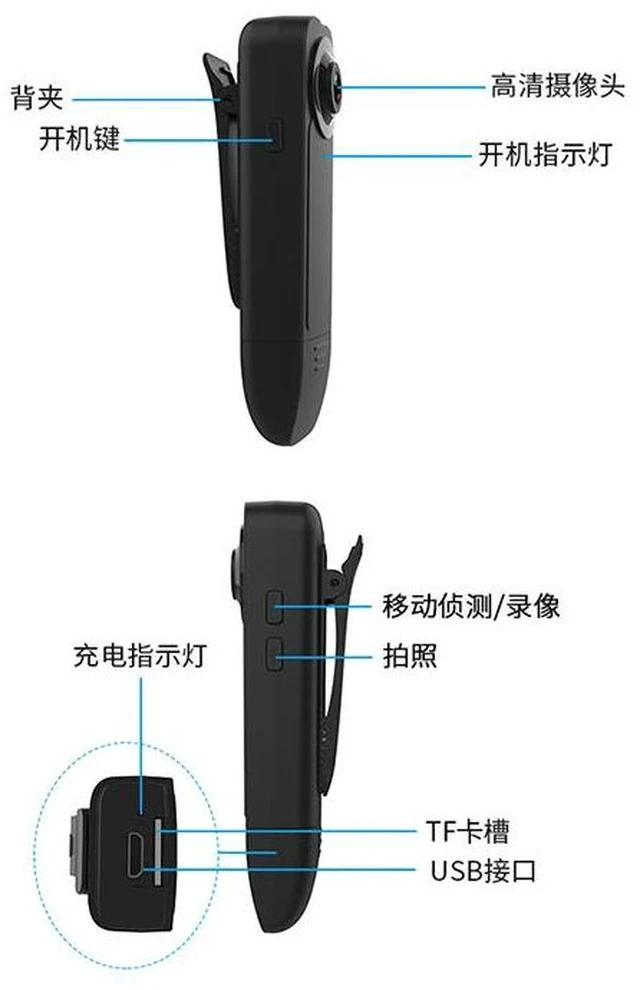 Alt view image 3 of 7 - A18 Clip-On Chest Camera Recorder 1080P HD Loop Recording, Ultra-Long Standby, Wearable Body Camera for Outdoor Sports / Work / Daily Use