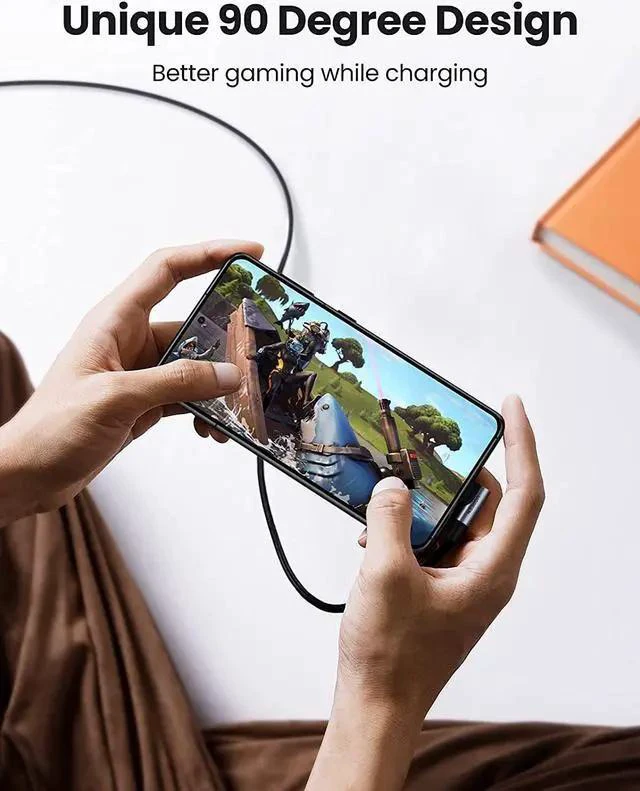 Alt view image 3 of 7 - UGREEN USB C to USB C Cable 100W Fast Charging 6FT - Right Angle 5A Type C PD Nylon Braided Charging Cord Compatible for MacBook Pro Air iPad Pro 2020 Chromebook Galaxy S21 S20 Note 20 Dell XPS Pixel