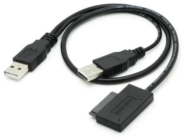 Alt view image 4 of 4 - USB 2.0 to 7+6P 13Pin Slimline SATA Cable, External Power & Data Converter for Laptop ODD CD/DVD-ROM Hard Drive Caddy