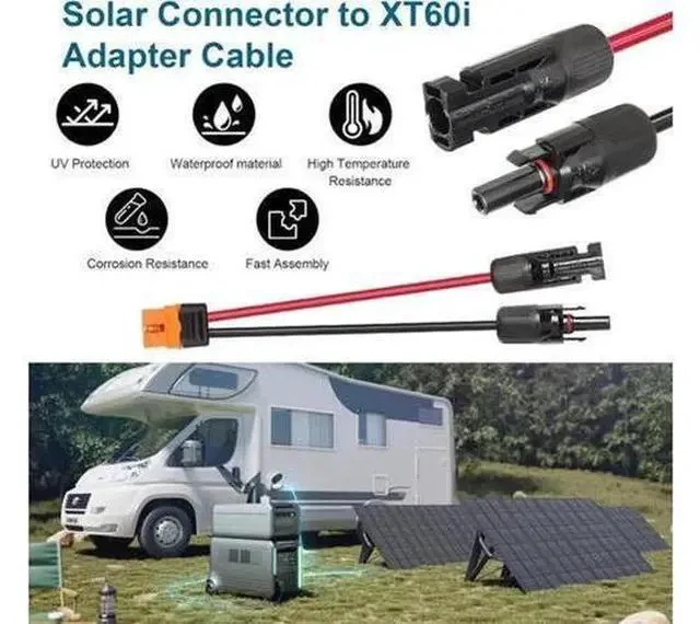 Alt view image 4 of 6 - MC4 to XT60i Cable, 12AWG 5M(16.4FT) Solar Panel Adapter Wire, MC4 Male Female to XT60i-F Female Connector Extension Cord for Portable Power Station, Solar Generator, Off-Grid Solar System