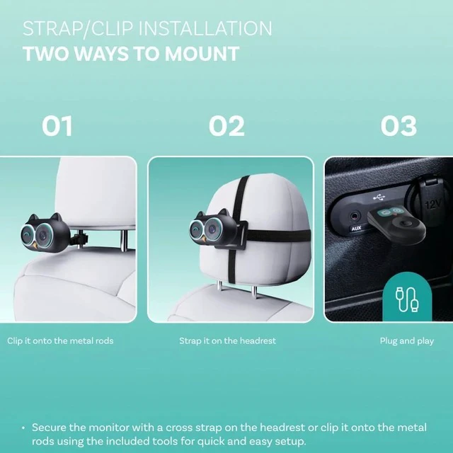 Alt view image 4 of 5 - Wireless CarPlay Portable Wireless Car Baby Care CarPlay Adapter, Car Camera Rear Seat Baby Monitor, Plug and Play In-Car Infant Monitoring Display for Back Seat Compatible CA520M300