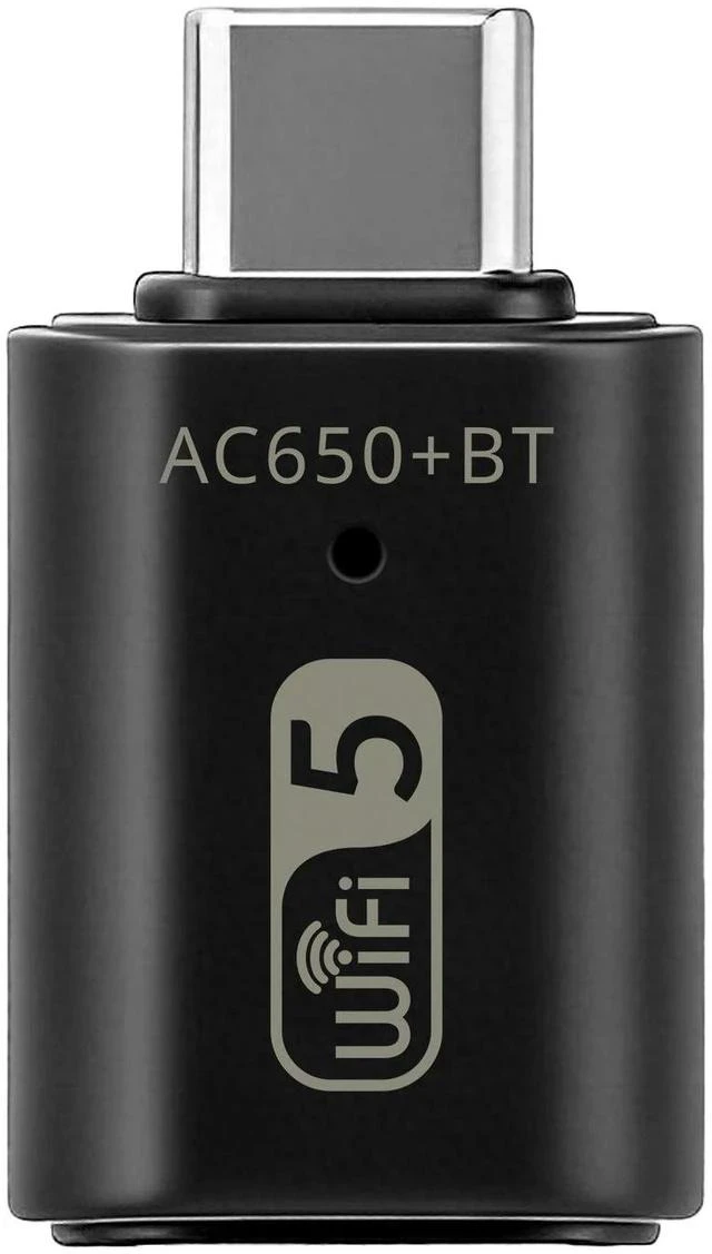 Alt view image 5 of 5 - 650Mbps Type-C Dual-Band Wireless Adapter RTL8821CU, WiFi + Bluetooth 2-in-1, USB-C WiFi Dongle with BT Combo for Laptop / PC / Tablet