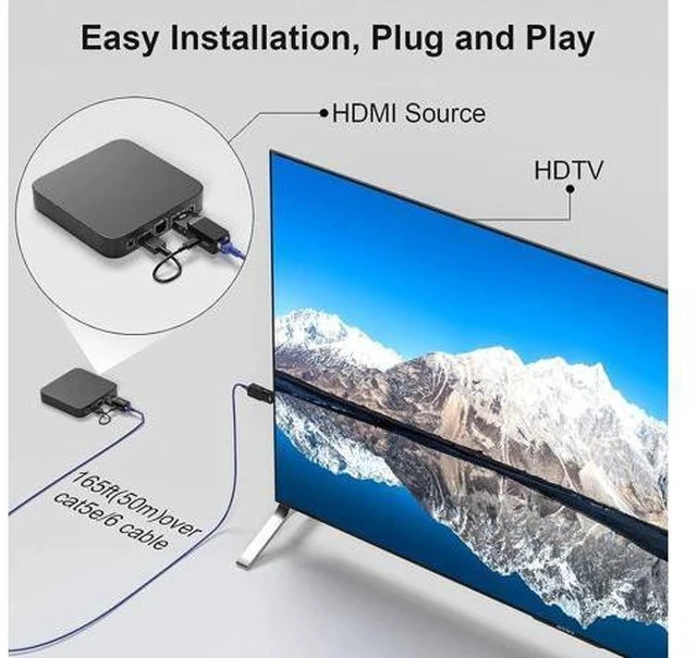 Alt view image 3 of 7 - 1080P HDMI Extender, Use Cat5e/6 Ethernet Cable Extend Audio and Video Signals up to 165 Feet with Lossless Transmission