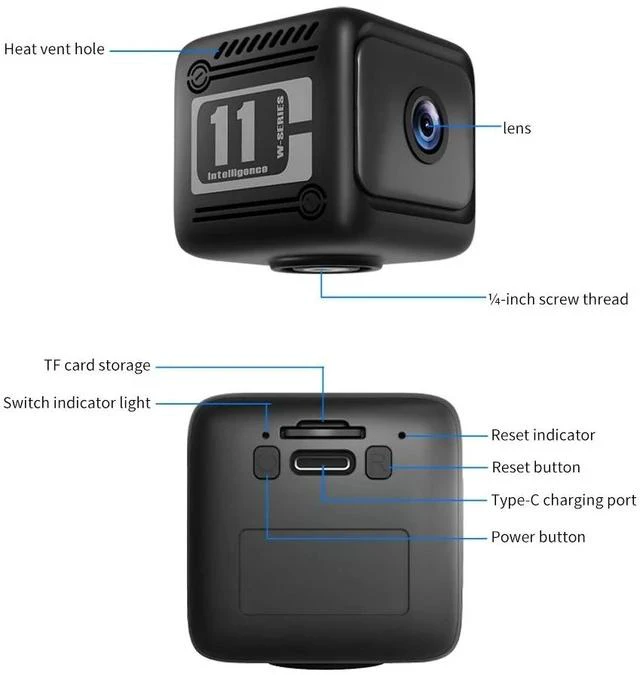 Alt view image 5 of 7 - W11 1080P WiFi Action Camera HD Video, Remote Monitoring, Outdoor Sports Recorder, Home Security, Wearable Design