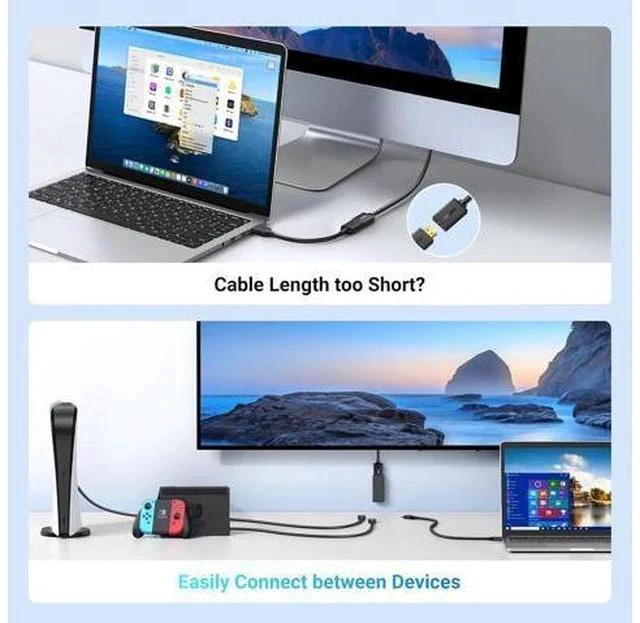 Alt view image 2 of 7 - HDMI Extension Cable 4K HDMI Extender 6FT Male to Female Adapter Cord Compatible with TV Stick PS5 PS4 Xbox Laptop PC Nintendo Switch Blu Ray Player Google Chromecast Wii U HDTV