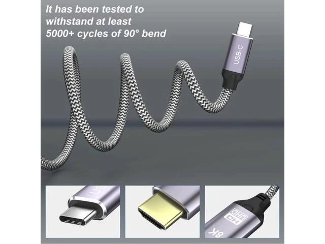 Alt view image 6 of 6 - USB4 USB-C Type-C Source to HDTV 2.0 Display 8K UHD 4K DP to HDTV Male Monitor Cable Connector 1.8m 6ft