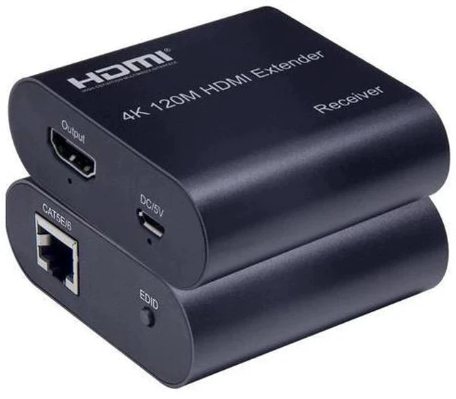 Alt view image 4 of 5 - 4K HDMI Extender over Single Rj45 Cat5e/6 Cable 120M with Audio 1080P 60M HDMI Ethernet Extender with EDID for PC Laptop PS4 TV(USB Power Cable) (1080P 60M with Audio)