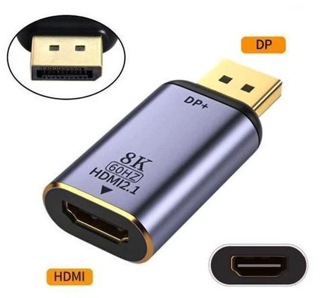 Alt view image 2 of 3 - DisplayPort 1.4 Source to HDTV 2.0 Display 8K 60hz UHD 4K DP to HDTV Male Monitor Adapter Connector