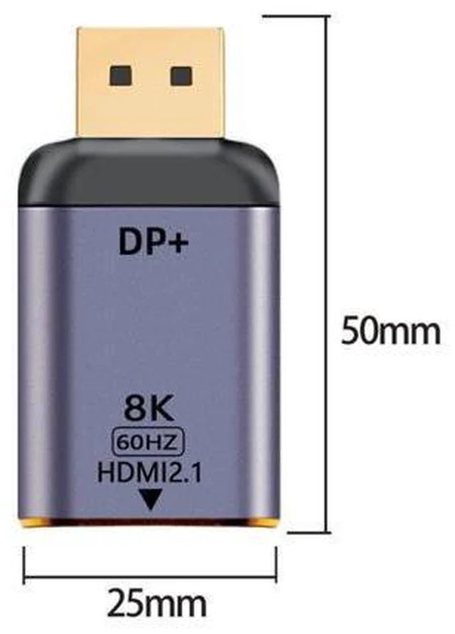 Alt view image 3 of 3 - DisplayPort 1.4 Source to HDTV 2.0 Display 8K 60hz UHD 4K DP to HDTV Male Monitor Adapter Connector