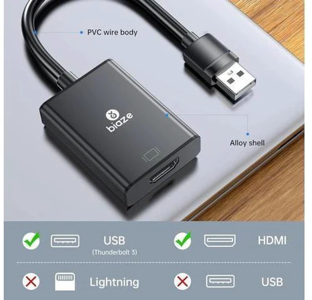 Alt view image 4 of 6 - USB to HDMI Converter Supports 4K@60Hz HDR Compatible with laptops/desktops/TVs/Monitors/projectors. HDMI to USB Adapter Compatible with Windows/Mac Systems (USB to HDMI Converter)