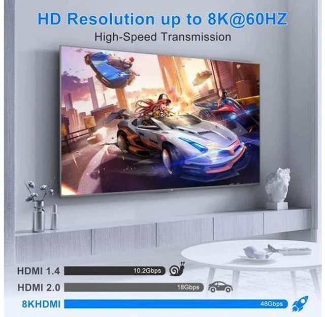 Alt view image 5 of 7 - 8K HDMI Switch 5 in 1 Out 8K@60Hz 4K@120Hz, HDMI 2.1 Splitter with IR Remote HDMI Switcher Selector Box Support 8K 4K 120Hz, HDMI 2.1 Switch for PS 5 4 3 Xbox DVD Blu-ray PC