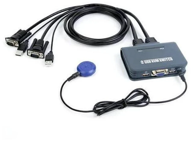 Alt view image 5 of 5 - 2 Ports VGA DVI 4K HDMI-compatible KVM Switch Keyboard Mouse USB Share Switcher Splitter Box With Remote Split KVM Controller(HD KVM)