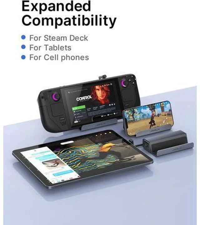 Alt view image 6 of 7 - Docking Station for Steam Deck/ROG Ally/Legion Go/MSI Claw, 5-in-1 Steam Deck Dock with HDMI 4K@60Hz, 100Mbps Ethernet, Dual USB-A 2.0 and 100W Charge Compatible with Steam Deck OLED-HB0602