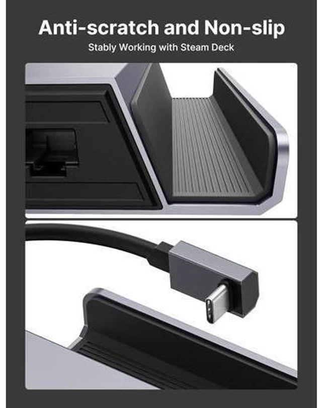 Alt view image 7 of 7 - Docking Station for Steam Deck/ROG Ally/Legion Go/MSI Claw, 5-in-1 Steam Deck Dock with HDMI 4K@60Hz, 100Mbps Ethernet, Dual USB-A 2.0 and 100W Charge Compatible with Steam Deck OLED-HB0602