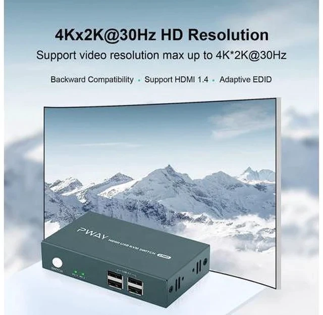 Alt view image 4 of 7 - Steetek KVM Switch HDMI, 2 Port KVM Switch 4K@30Hz with 4 USB 2.0 Ports, HDMI KVM Switch 2 Computer 1 Monitor with Button Switch, USB KVM Switch with 2 HDMI and 2 USB Cables