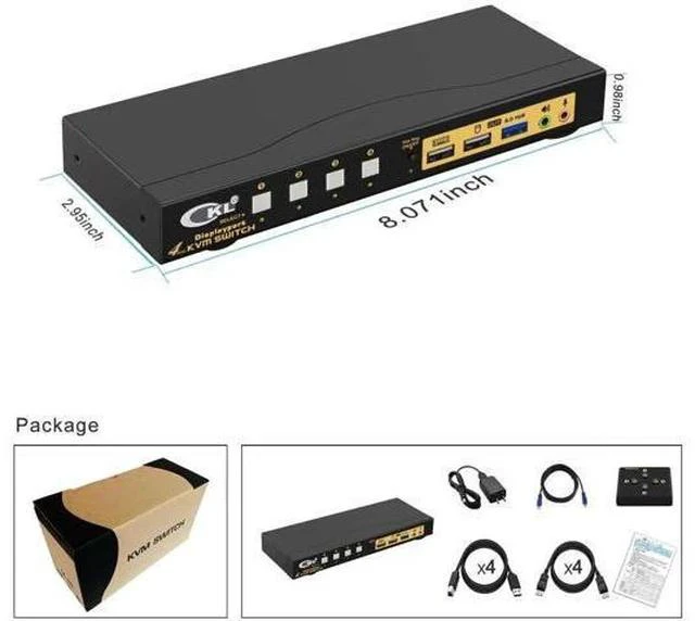 Alt view image 2 of 7 - CKL 4-Port DP1.4 KVM Switch, 8K@30Hz / 5K@60Hz / 4K@144Hz for 4 PCs Share 1 DisplayPort Monitor